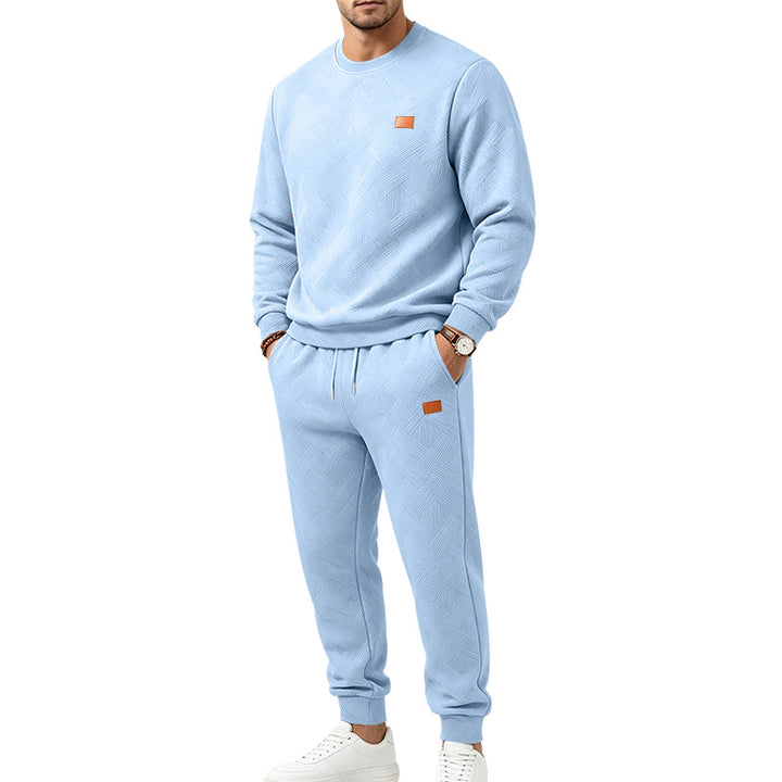 Herren Gemustertes Komfort-Sweatset mit Rundhals-Sweatshirt und Kordel-Jogginghose Echoarchiv