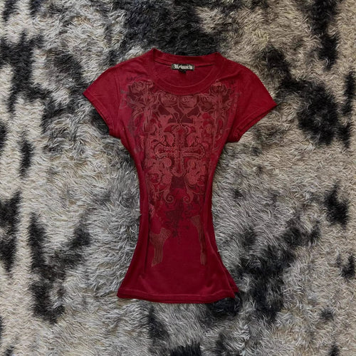 Damen T-Shirt mit aufwendig gestaltetem floralem Druck und Glitzerakzenten Echo Archiv