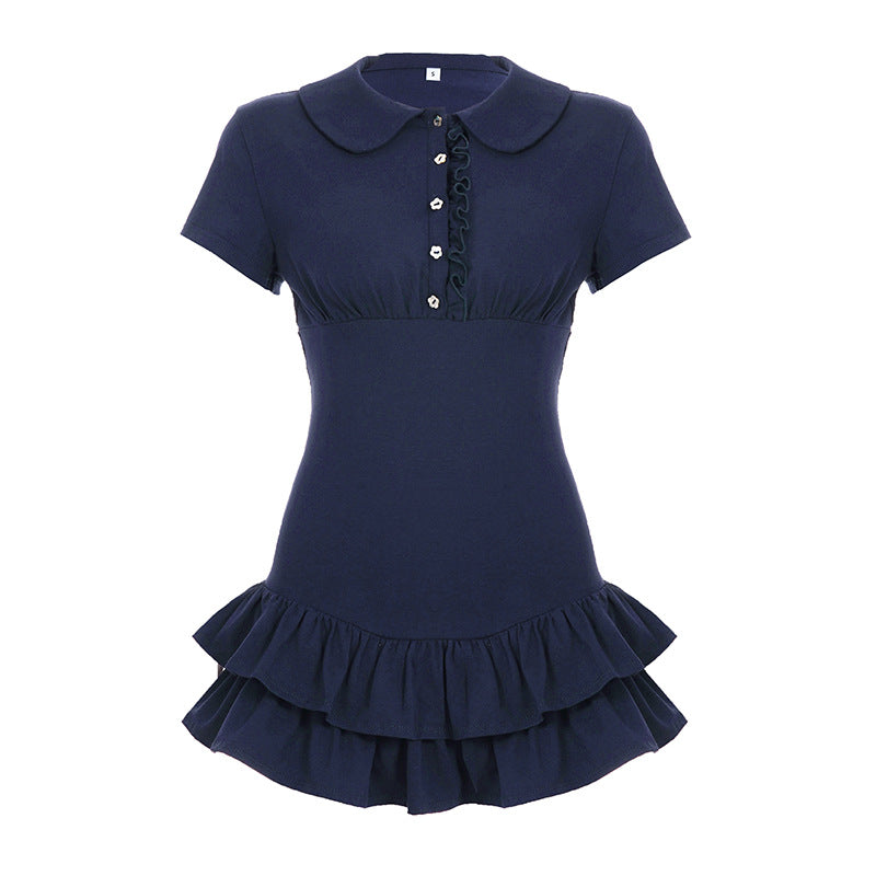Damen stilvolles Freizeitleigne-Kleid mit Rüschendetails Echo Archiv