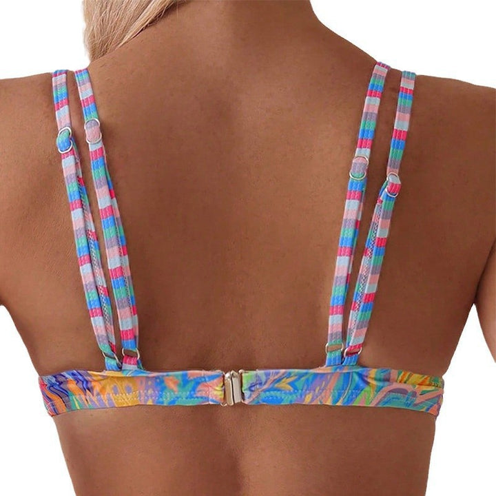 Damen Triangel-Bikinioberteil mit floralem Muster und kontrastierenden Trägern Echo Archiv