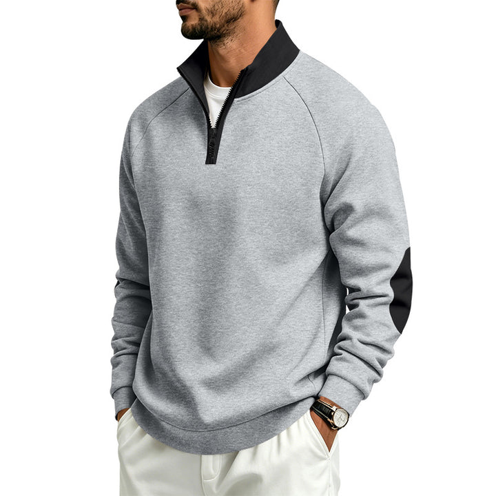 Herren Halbzip-Pullover mit Stehkragen und Ellbogen-Patches Echoarchiv