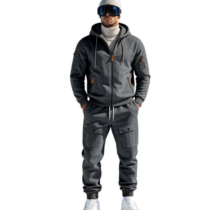 Herren Komfort-Fleece Hoodie mit Reißverschluss, Kapuze und Utility-Ärmeltasche – Cavarno