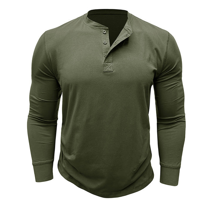 Herren Langarm Henley-Shirt mit stylishen Knöpfen und hochwertiger Baumwollmischung Echoarchiv