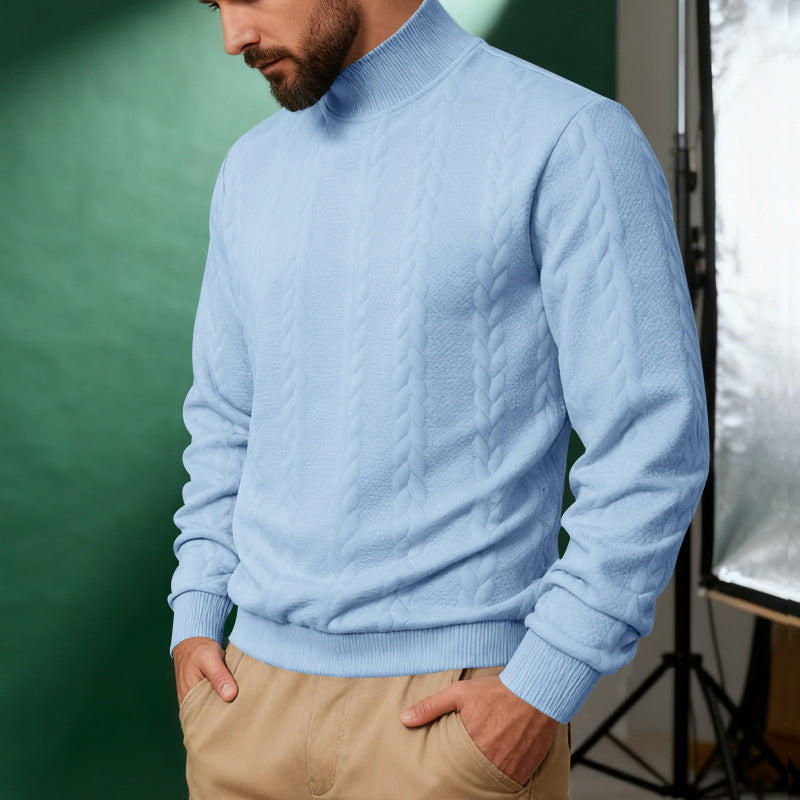 Herren nan Strickpullover mit Stehkragen, Zopfmuster, weichem Rippbündchen und Regular Fit Echo Archiv