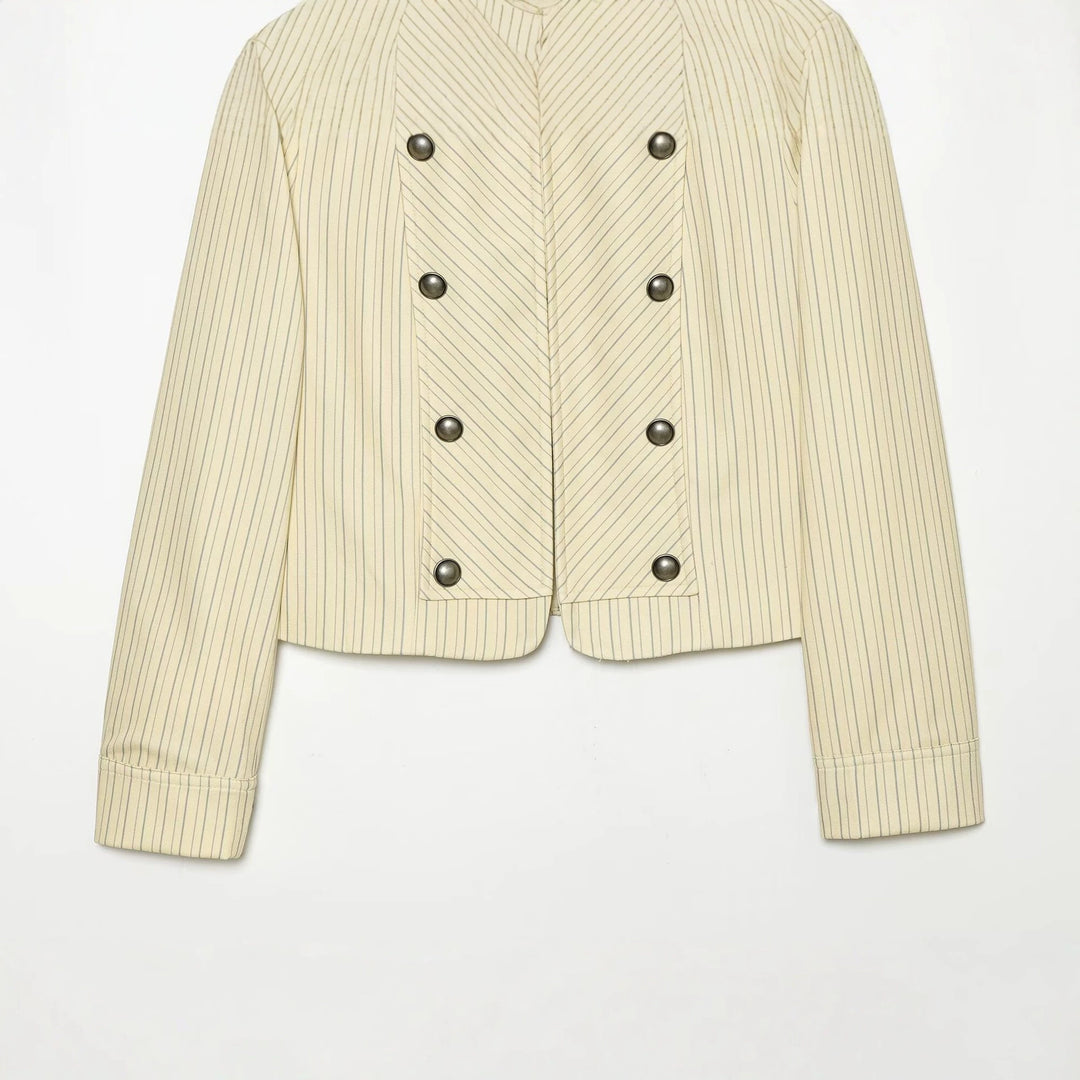 Damen Kurze doppelreihige Militärjacke mit Stehkragen und Epauletten Echo Archiv