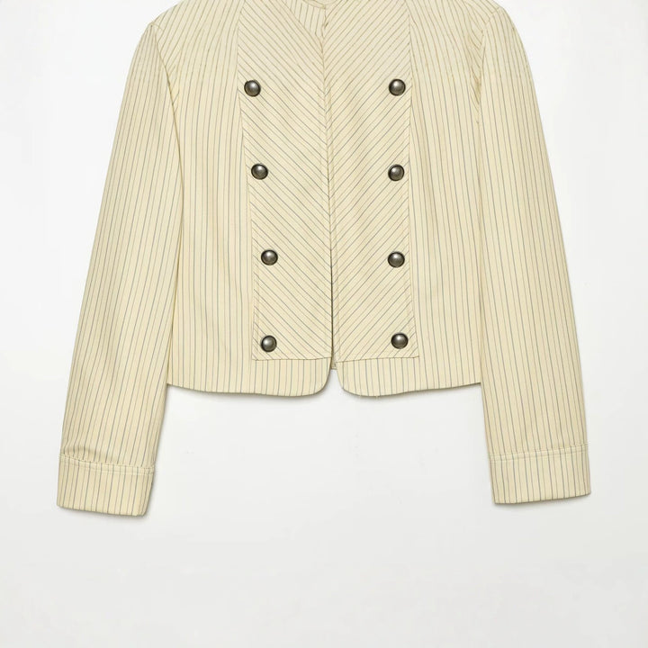 Damen Kurze doppelreihige Militärjacke mit Stehkragen und Epauletten Echo Archiv