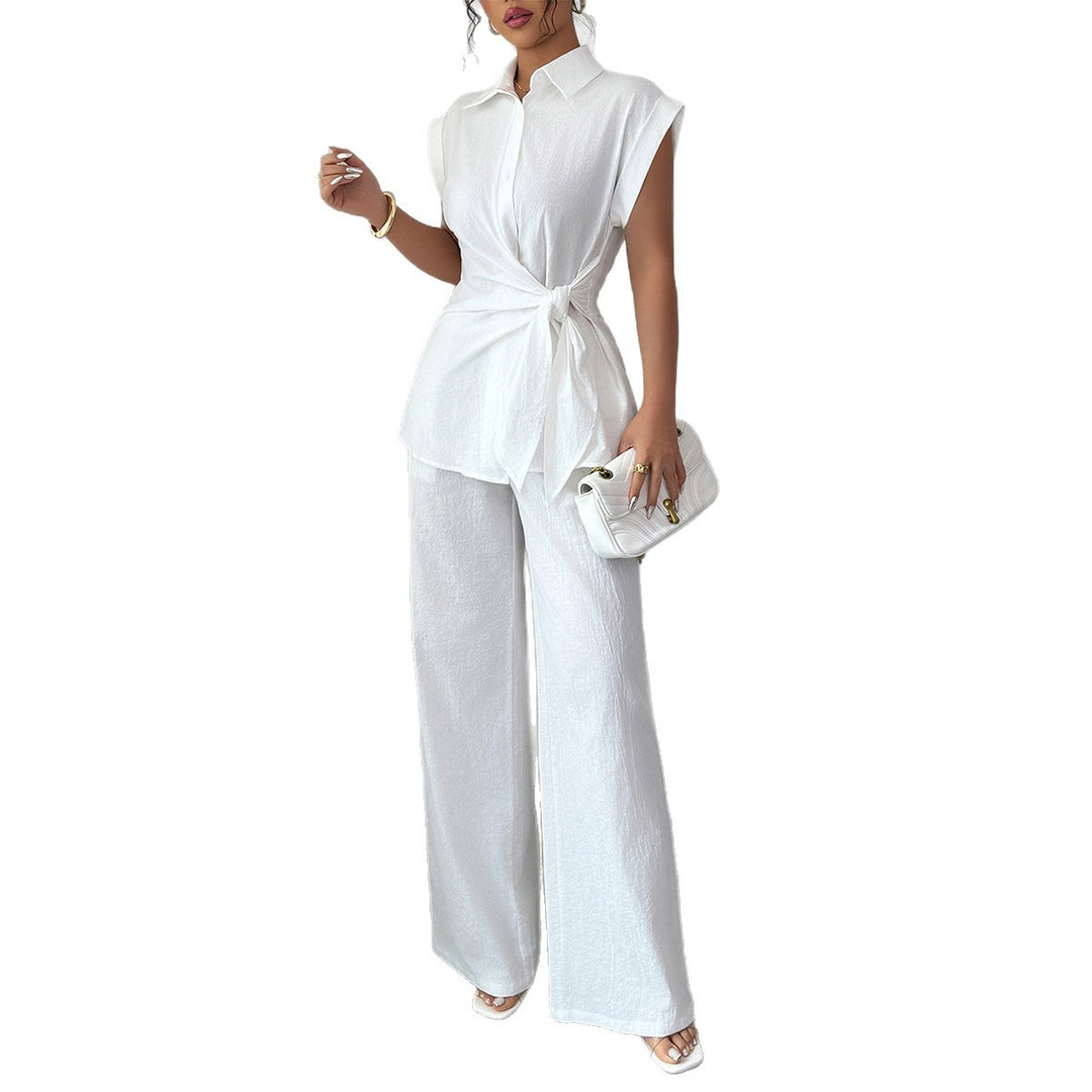 Damen elegantes Zweiteiliges Set mit taillierter Bluse und weit geschnittenen Hosen Echo Archiv