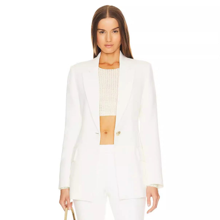 Damen Zweiteiliger Tailoring‑Anzug mit tailliertem Ein‑Knopf‑Blazer und ausgestellter Schlaghose Echoarchiv