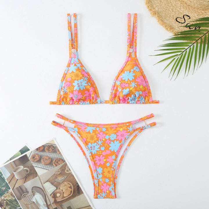 Damen Triangel-Bikini mit verspieltem Blumenmuster und raffinierten Schnürdetails Echo Archiv