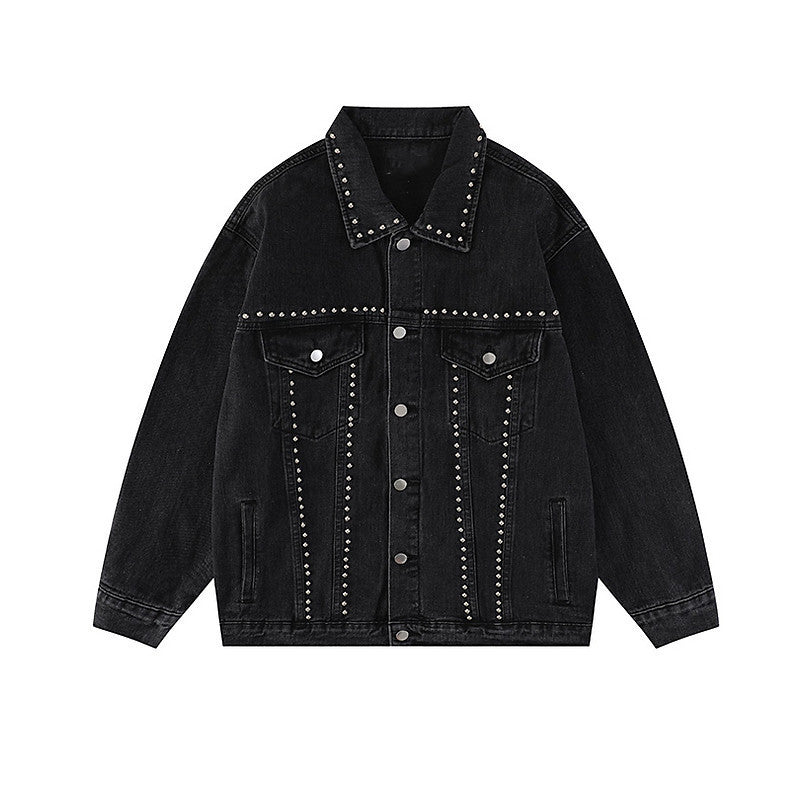 Herren Modische Jeansjacke mit Nieten Echoarchiv