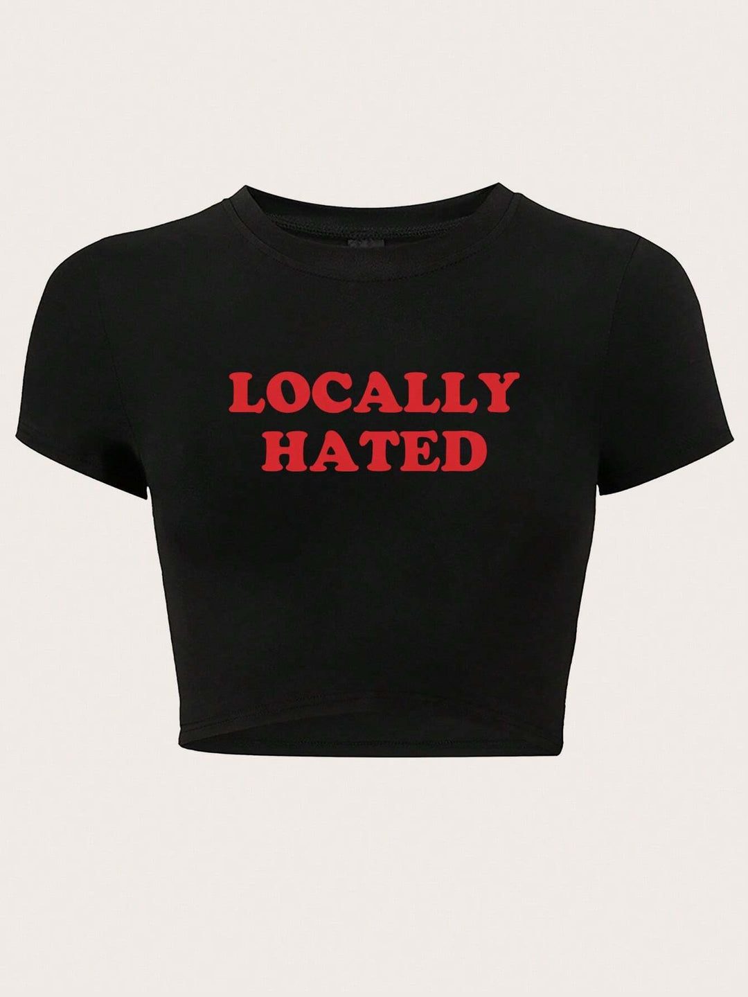 Damen Crop-T-Shirt mit auffälligem Schriftzug und figurbetontem Design Echo Archiv