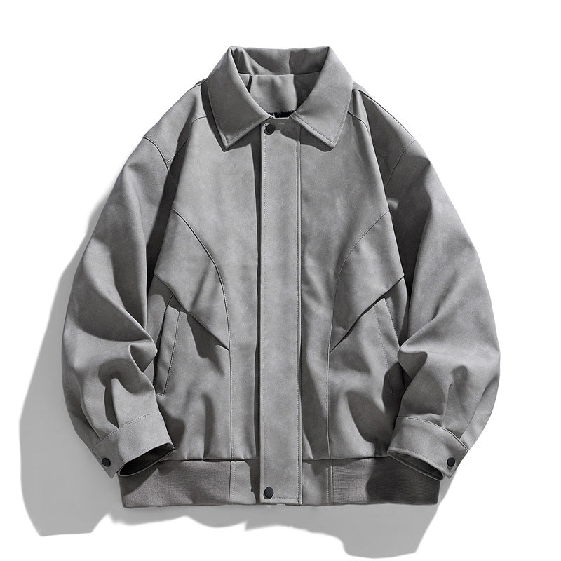 Herren Designer Kunstlederjacke mit strukturiertem Kragen Echo Archiv