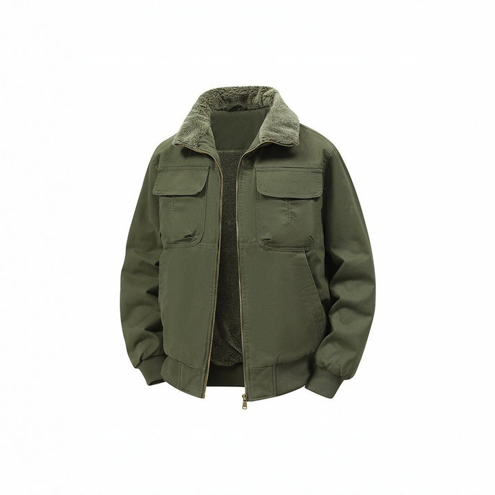 Herren Thermo‑Bomberjacke mit durchgehendem Reißverschluss, Sherpa‑Kragen und Utility‑Taschen Echo Archiv