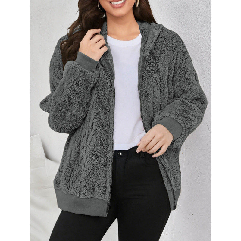 Damen Kapuzen-Teddyjacke mit Reißverschluss, weichem Plüsch und elastischem Bündchen Echo Archiv