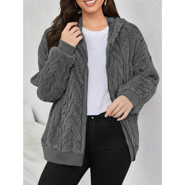 Damen Kapuzen-Teddyjacke mit Reißverschluss, weichem Plüsch und elastischem Bündchen Echo Archiv