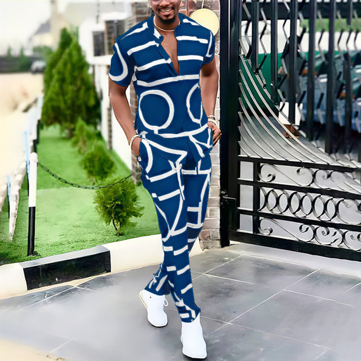 Herren Jumpsuit mit modernem graphischen Muster und entspannter Passform Echoarchiv