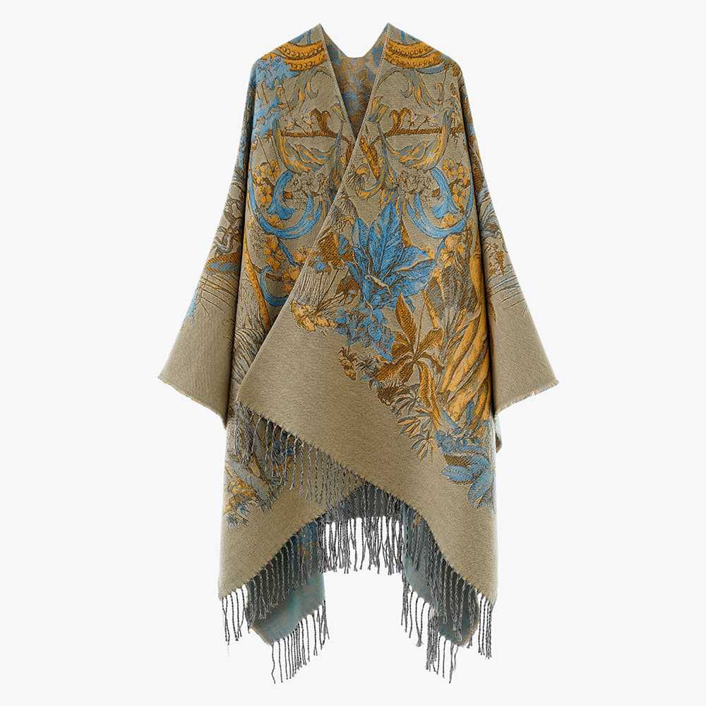 Damen Jacquard‑Überwurf im Wandteppich‑Jacquard mit Fransensaum – Avérine