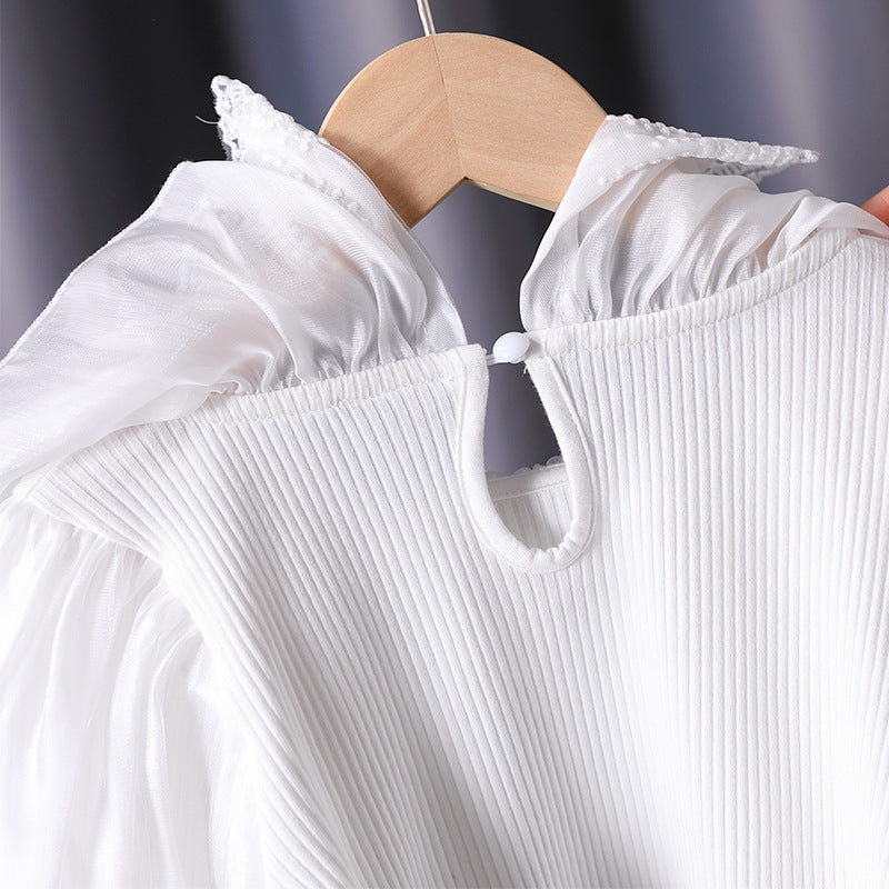 Damen elegante Bluse mit romantischem Spitzenkragen und Rüschendetails Echo Archiv