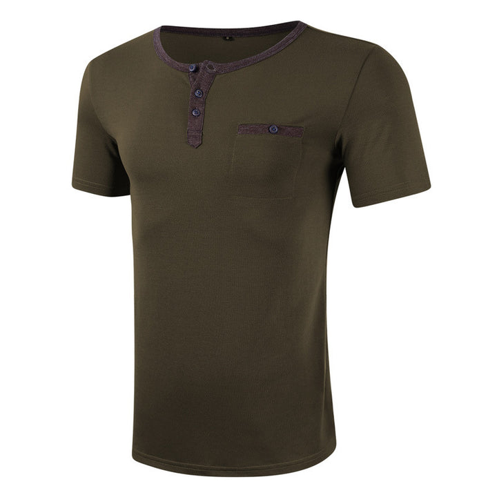 Herren Kurzarm-Henley Shirt mit strukturiertem Kragen Echoarchiv