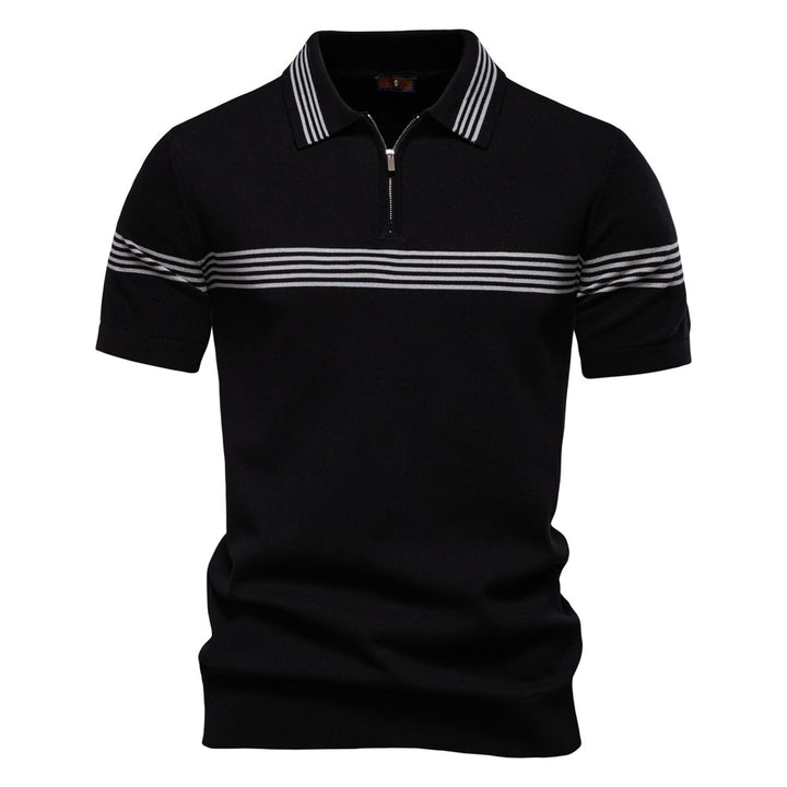 Herren Polo-Shirt mit elegantem Reißverschluss und sportlichem Streifenmuster Echoarchiv