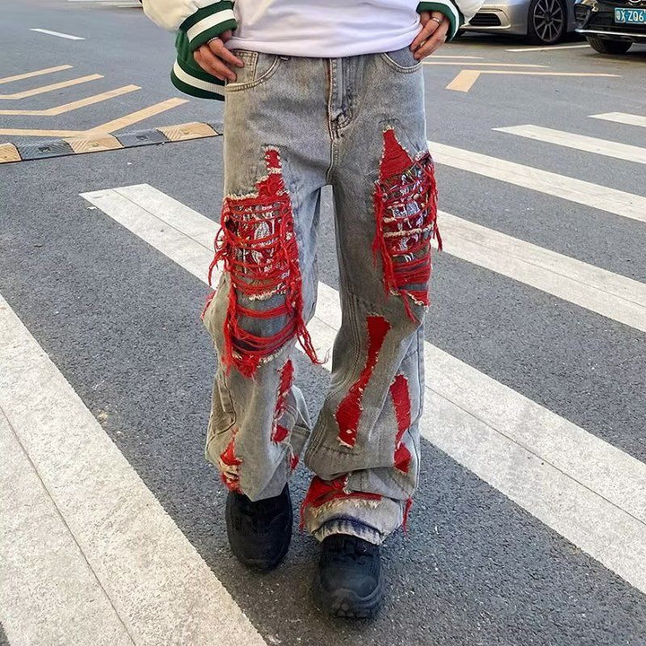 Herren lockere, destroyed Jeans mit auffälligen Details und lässigem Schnitt Echoarchiv