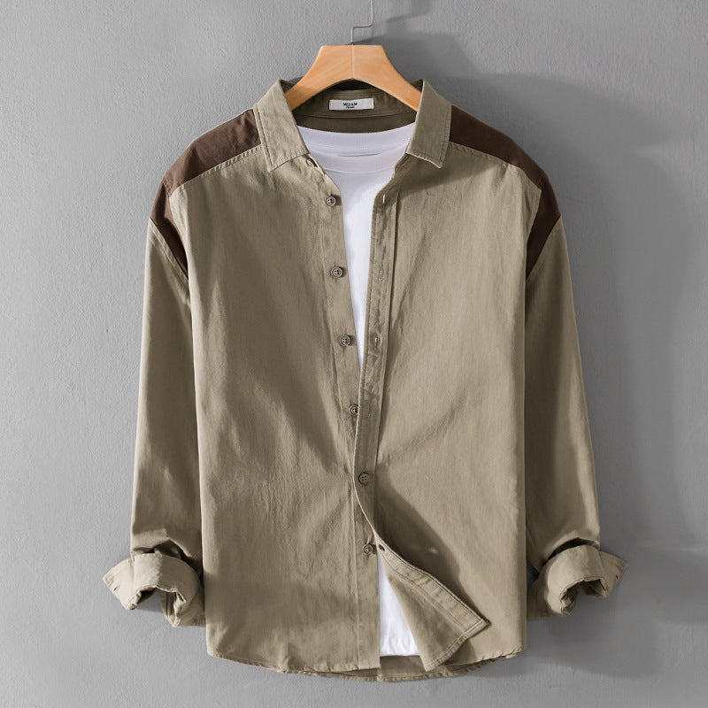 Herren Overshirt mit Kontrastpasse und lockerem Schnitt aus Baumwollmix Echoarchiv
