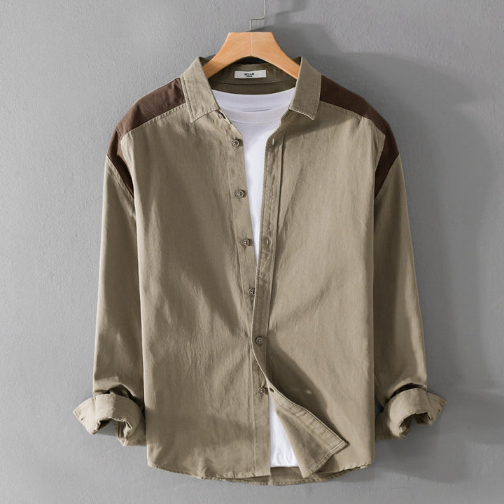 Herren Overshirt mit Kontrastpasse und lockerem Schnitt aus Baumwollmix Echoarchiv