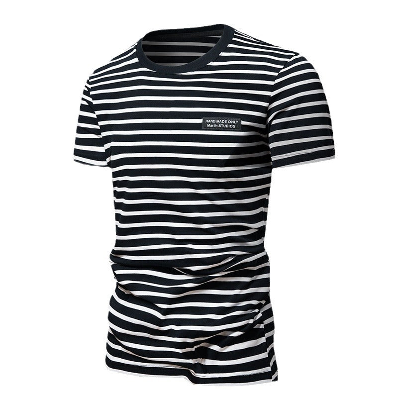 Herren lässiges gestreiftes T-Shirt Echoarchiv