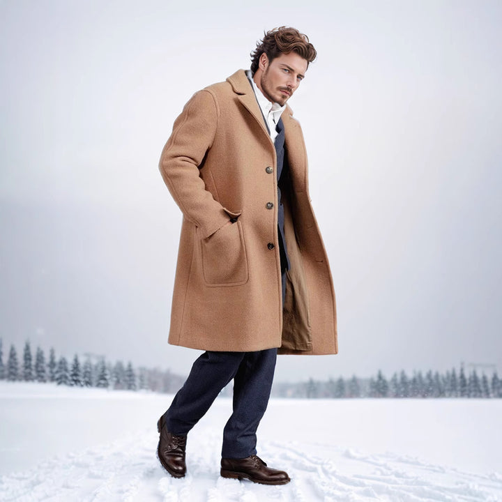 Herren klassischer Wollmantel mit luxuriösem Futter und elegantem Revers Echoarchiv