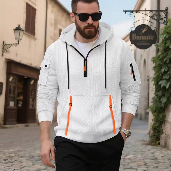Herren stylischer Kapuzenpullover mit modernen Reißverschlusstaschen Echoarchiv