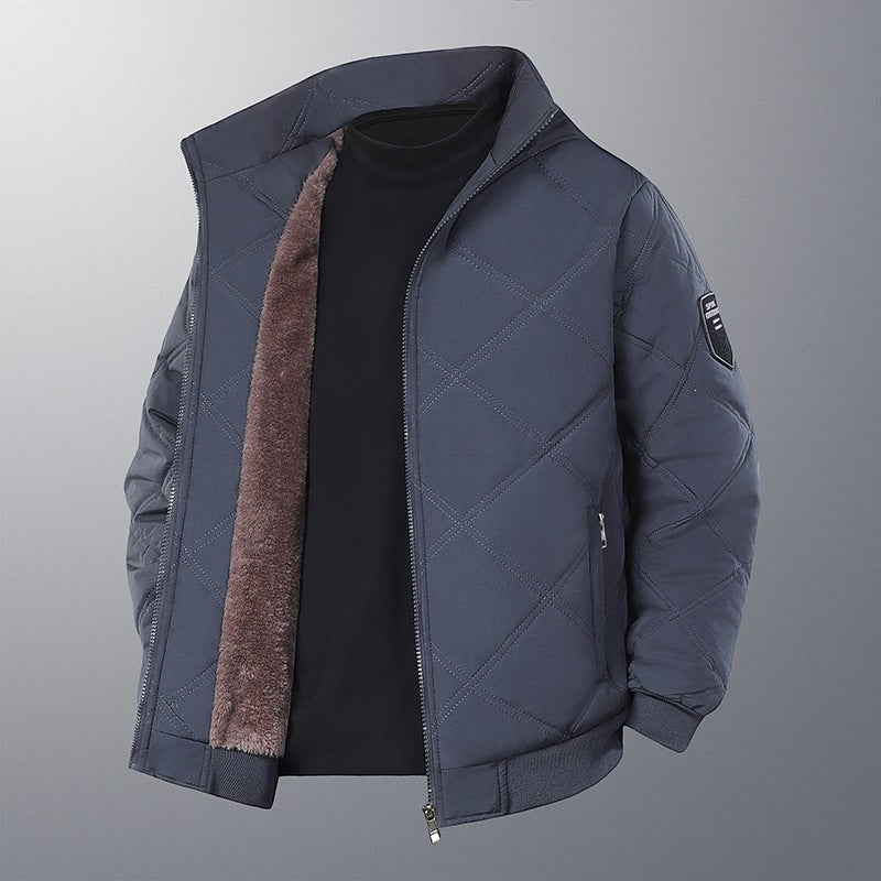 Herren gestepptes Bomberjacke mit Teddyfell-Innenfutter, Stehkragen & Reißverschluss Echoarchiv