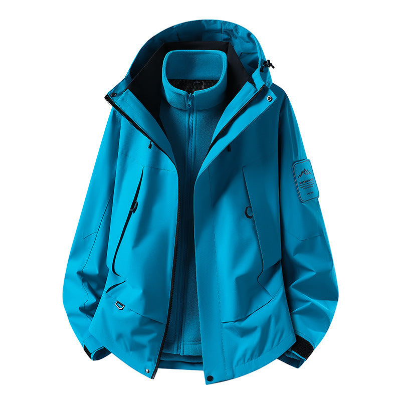 Unisex wasserfeste zweilagige Softshell-Regenjacke mit herausnehmbarem Fleecefutter und Kapuze Echoarchiv