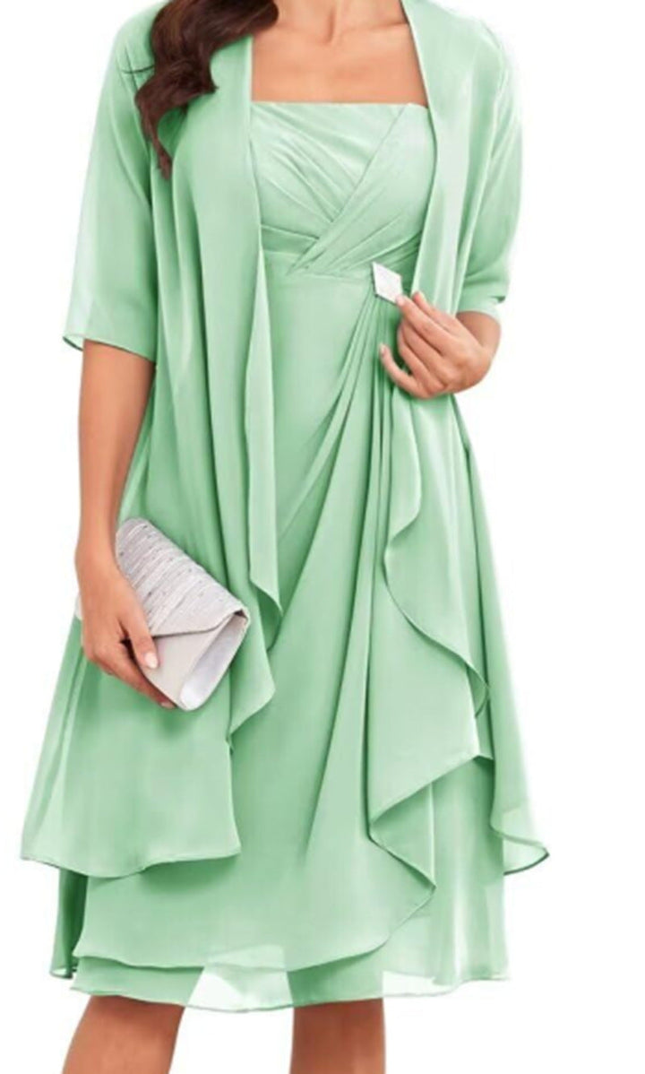 Damen nan Chiffon-Abendkleid mit Bolero und asymmetrischem Lagenrock Echoarchiv