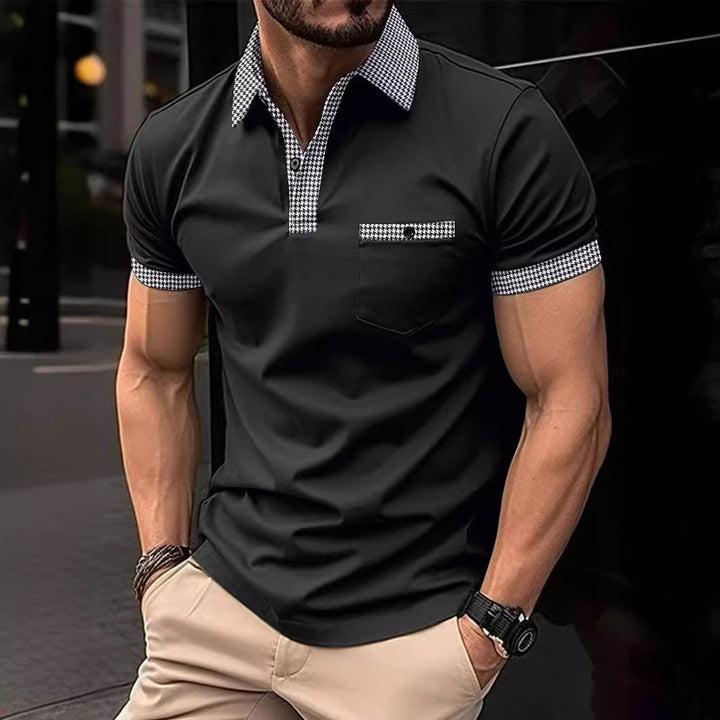 Herren Poloshirt mit stilvollem Karomuster und praktischer Brusttasche Echoarchiv
