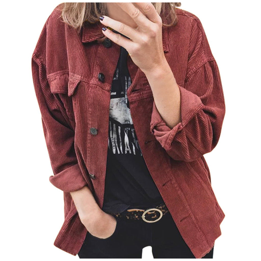Damen nan Oversize Cordjacke mit aufgesetzten Taschen und klassischer Knopfleiste Echo Archiv