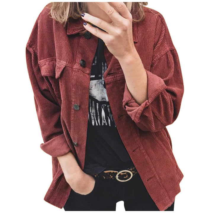 Damen nan Oversize Cordjacke mit aufgesetzten Taschen und klassischer Knopfleiste Echo Archiv