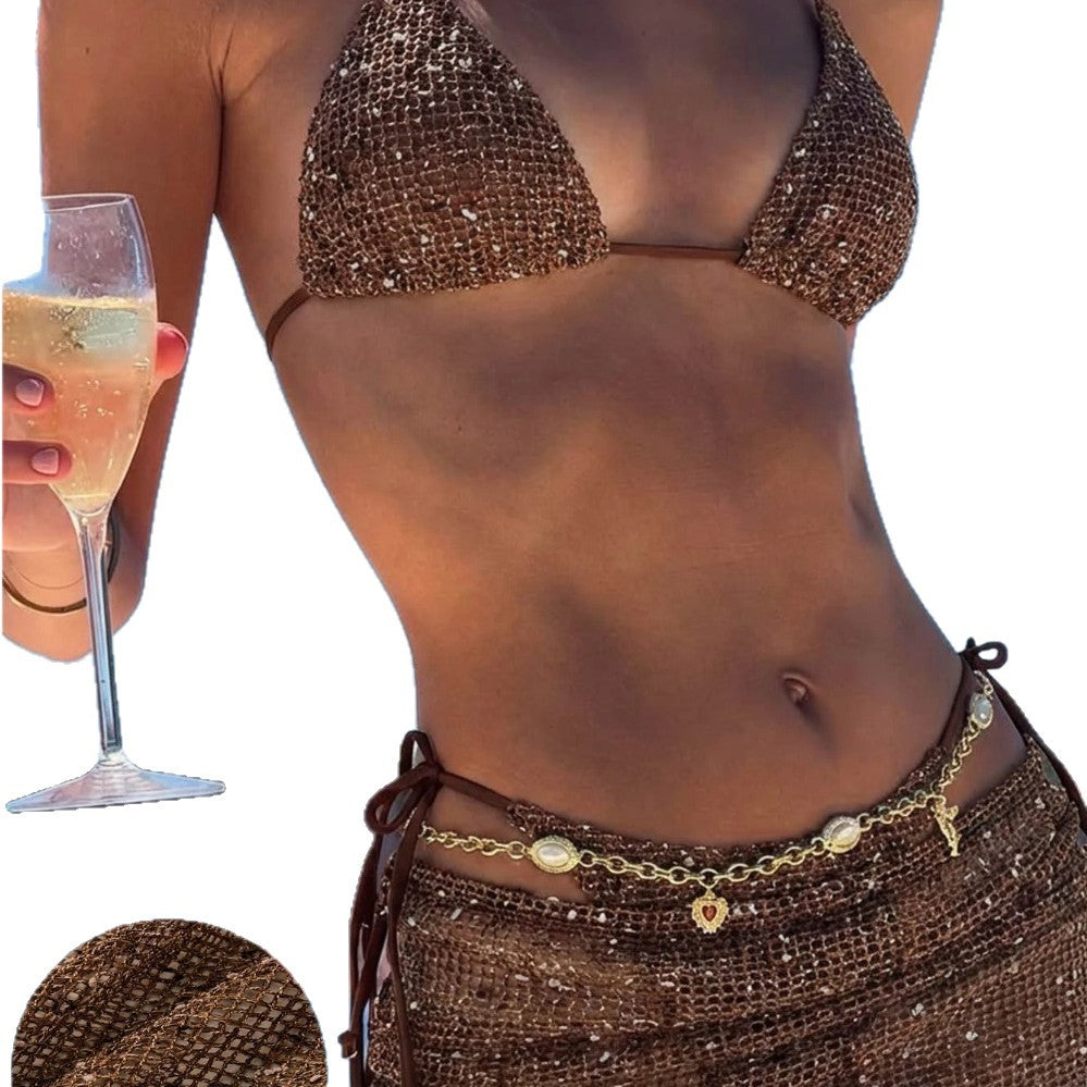 Damen Triangel-Bikini mit Wickelrock und verstellbaren Trägern Echo Archiv