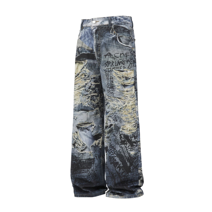 Herren Modische Weit geschnittene Destroyed Jeans Echoarchiv