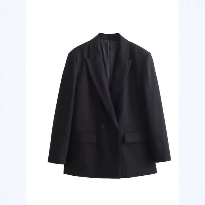 Damen Doppelreihiger Boxy-Blazer mit kastiger Silhouette und Reverskragen Echoarchiv