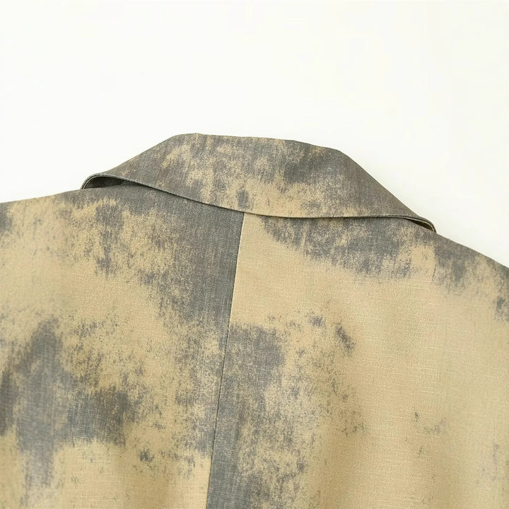 Damen nan Oversize-Blazer mit abstraktem Druck, Reverskragen und leichter Innenfutter Echo Archiv