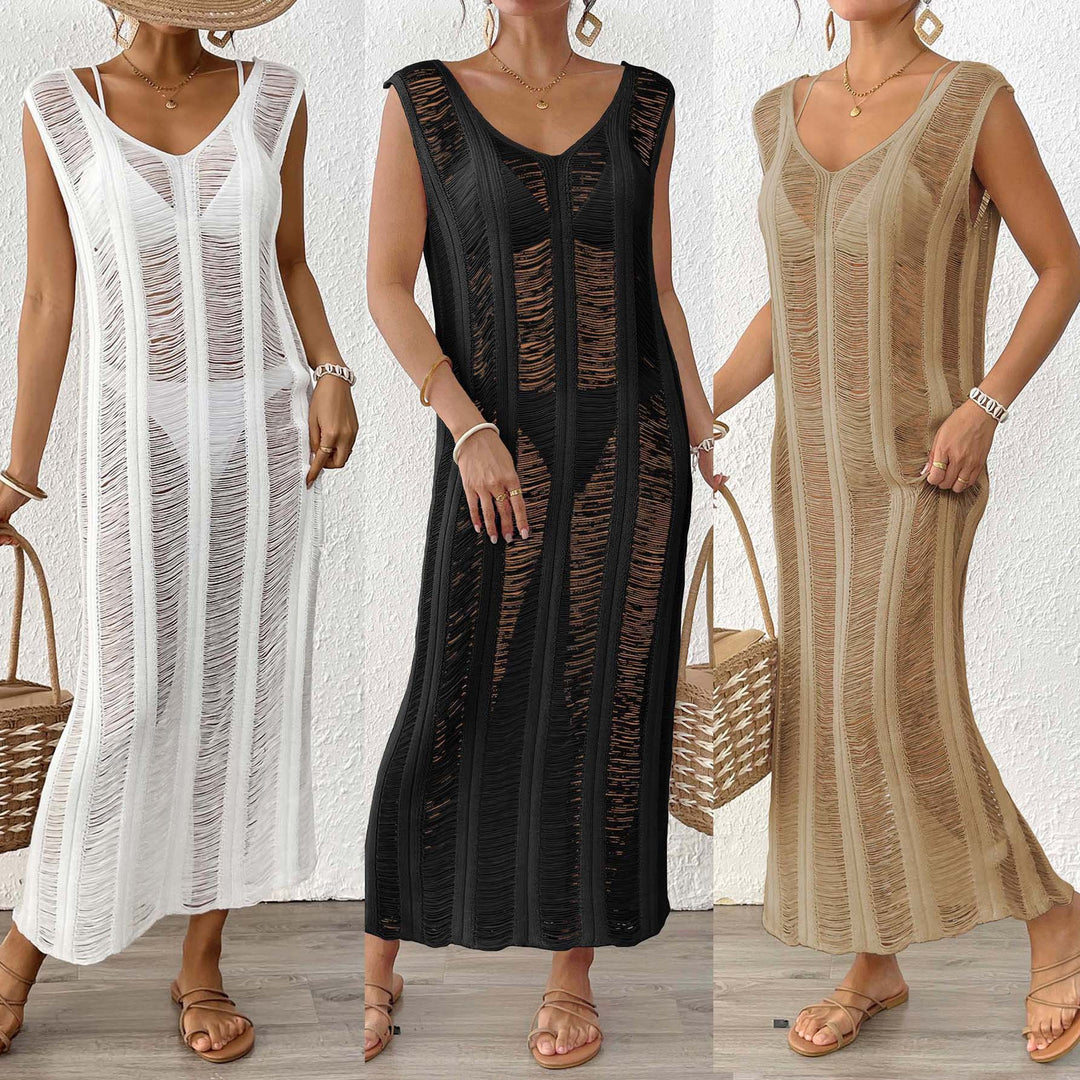 Damen luftiger Strandüberwurf mit eleganten Fransen Echo Archiv