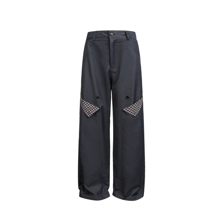 Damen Weite Bundhose mit dekorativen Karo‑Einsatztaschen Echoarchiv