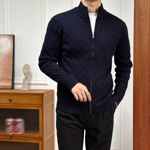 Herren Hochwertiger Strickpullover mit Reißverschluss Echo Archiv