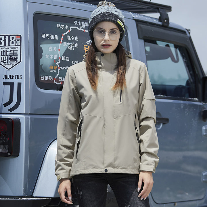 Damen Wasserdichte Outdoorjacke mit Kapuze, atmungsaktiver Membran und Multifunktions‑Reißverschlusstaschen – Célinea