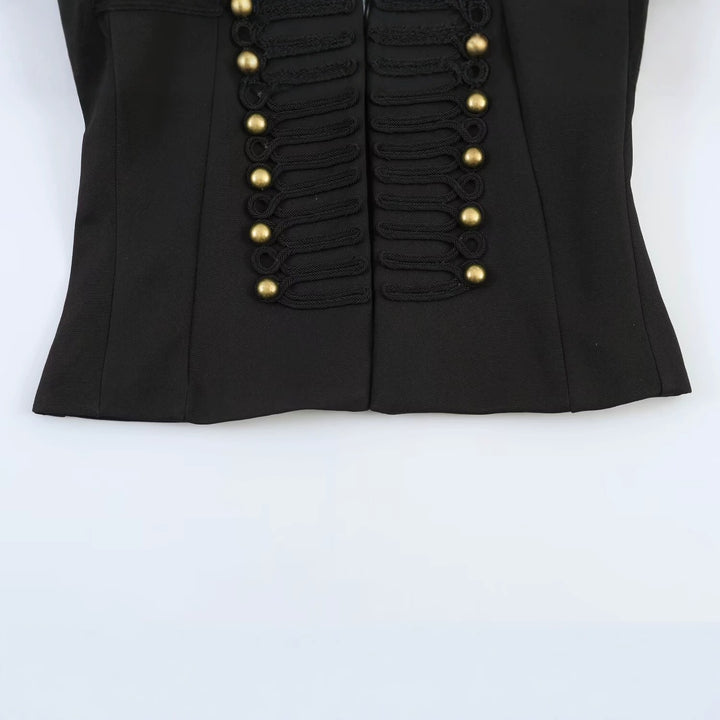 Damen Kurzjacke im militärischen Stil mit Stehkragen und Zierfrosch-Detail Echo Archiv