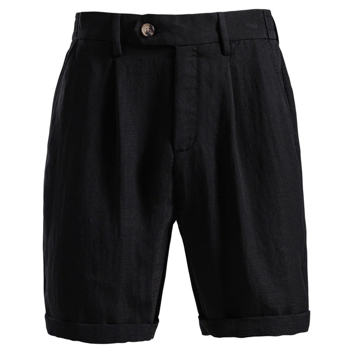 Herren nan lässige Leinenshorts mit Umschlag und Bundfalten Echo Archiv