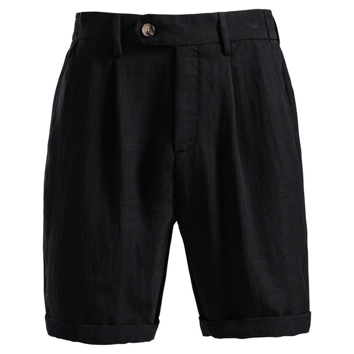 Herren nan lässige Leinenshorts mit Umschlag und Bundfalten Echoarchiv