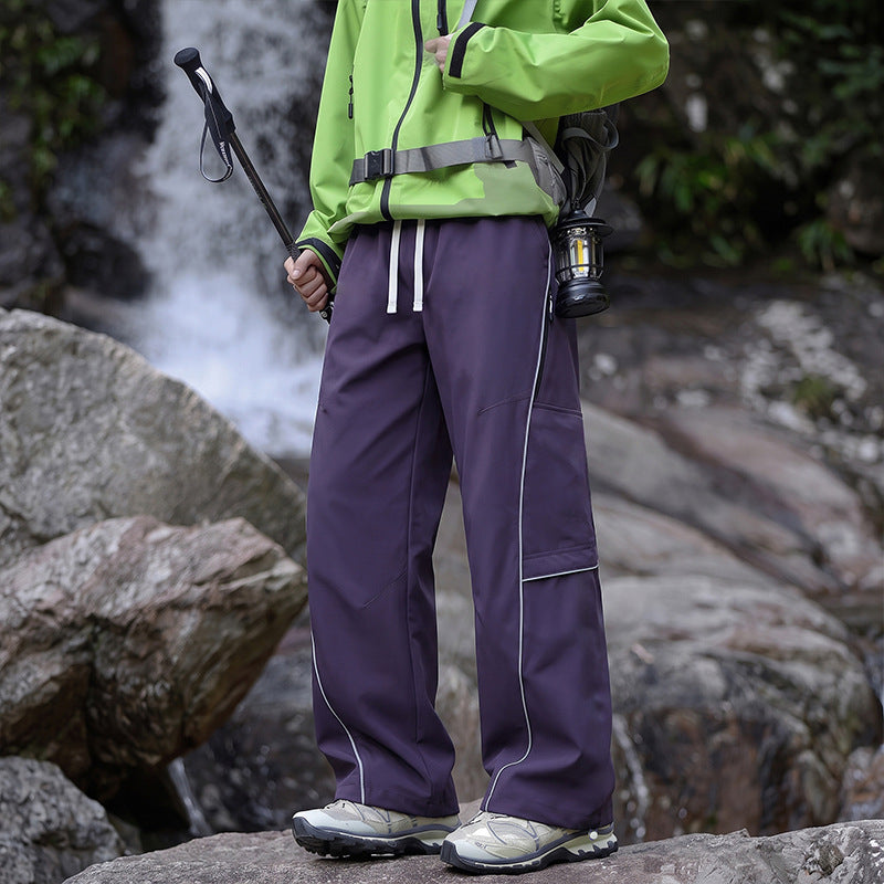 Unisex Wasserabweisende technische Cargo-Hose mit weitem Bein, Reißverschlusstaschen und Kordelzug Echo Archiv
