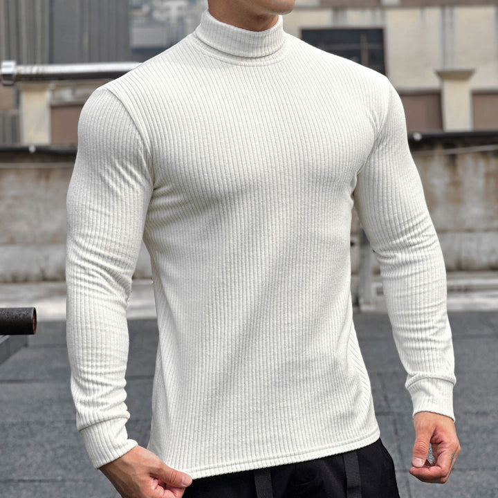 Herren elegantes Langarmshirt mit modischer Rippstruktur Echoarchiv