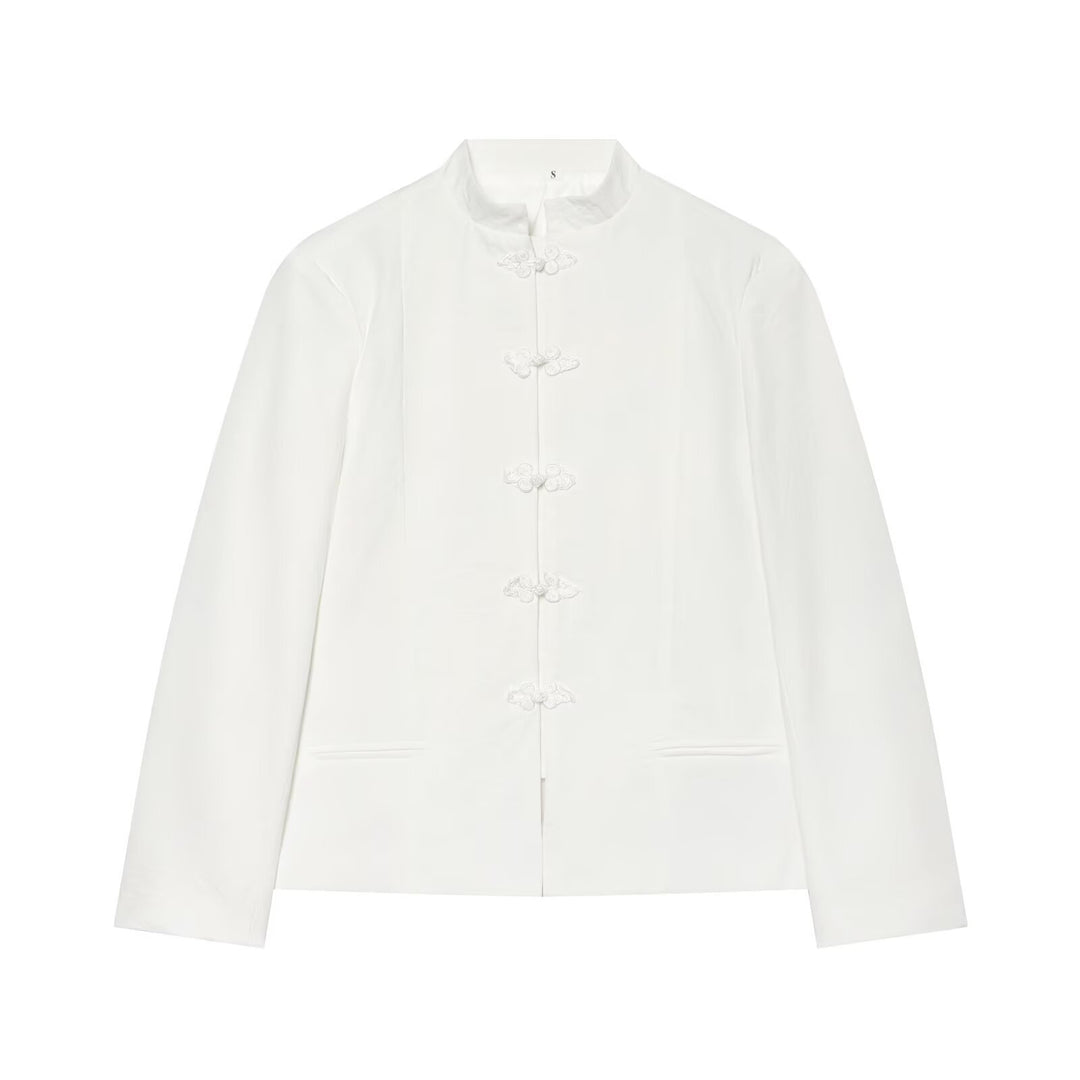 Damen Kurzjacke im Mandarin-Stil mit chinesischen Knotenverschlüssen und geradem Schnitt Echo Archiv